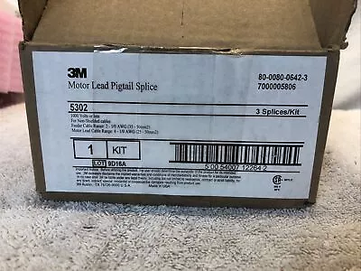 $29.99 • Buy 3M Motor Lead Pigtail Splice Kit 5302 W/Lugs 1000V Or Less (3585)