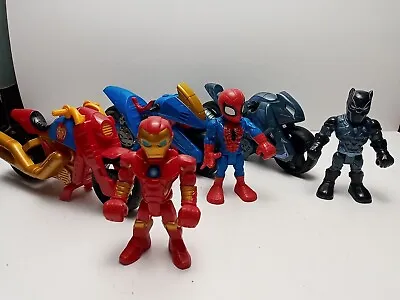 2018 Marvel Super Hero Adventures 5  Spiderman Iron Man Black Panther Motorcycle • $29.95