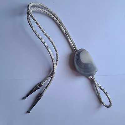 Vintage Agate Bolo Tie Lavender Purple Western Wear Necklace Braided Cord • $30