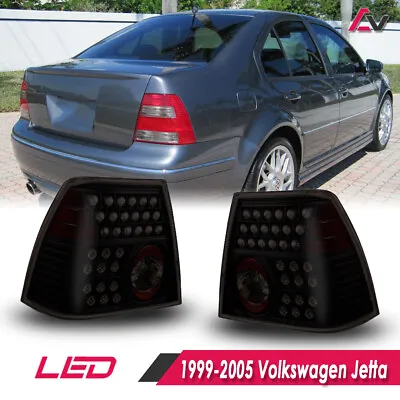 For 1999-2003 Volkswagen Jetta LED Tail Lights Black Housing Smoke Lens Lamps • $115.99