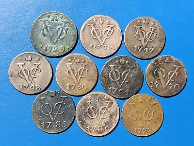 Dutch Netherlands Colonial Voc Duit Coin Lot 10 Pcs New York Penny Coin T.16 • $2.25