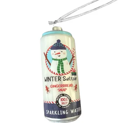 Gingerbread Snap Seltzer Ornament New Years Soda Glass Sparkling Water Drink • $23