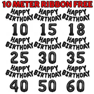 Happy Birthday Foil Balloon Bunting Ribbon Number Party Self Inflating Decor UK • £20.99