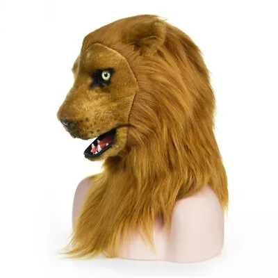 Lion Head Mascot Costume Can Move Mouth Head Suit Halloween Outfit Cosplay Adult • $184.93