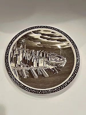 Vernon Kilns Porcelain Plate Manhattan New York Rockwell Kent 1940 OUR AMERICA • $185