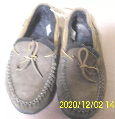 Men's Sheepskin Moccasin Suede Leather By Cabelas Slippers Slip On US Size 11M • $22.99