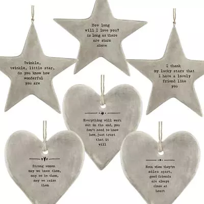 £6.15 • Buy Porcelain Hanging Hearts & Stars | East Of India Sentimental Home Rustic Gift