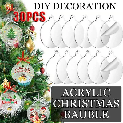 Acrylic Christmas Tree Hanging DIY Decoration Xmas PendaCZ Bauble Blank Ornament • $17.99