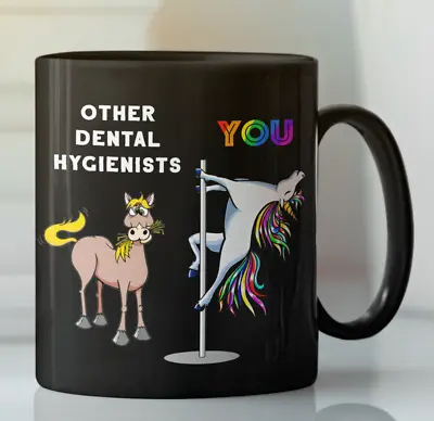 £28.44 • Buy Dental Hygienist Rainbow Unicorn Pole Dancing Coffee Mug, Funny Coworker Gift 