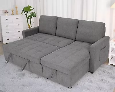 Sleeper Sofa Pull Out Couch Bed W/ Storage Chaise L-Shaped Sectional Couches🌙 • $638.99