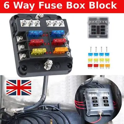 12V~32V Auto Car Power Distribution Board 6 Way Blade Fuse Box Block Holder UK • £9.96