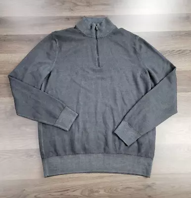 Michael Kors Sweater Medium Gray Pullover Extra Fine Merino Wool 1/4 Zip Mens • $19.95