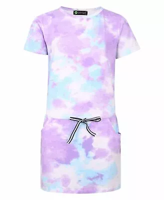 Tie Dye Dress Short Sleeve Top Pocket Skirt Outfit • £12.99
