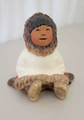 Vintage C. ALAN JOHNSON Alaska Eskimo Child Pottery Figurine - Signed • $24.99