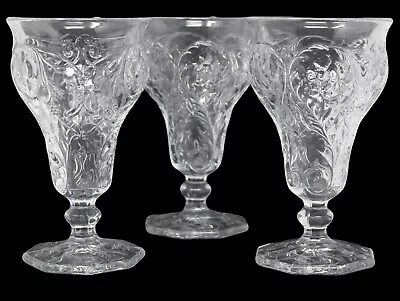 McKee Depression Glass 3 Low Water Goblet Rock Crystal Clear GLASSES 5 5/8   • $39.99