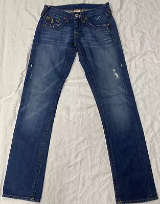 Women's True Religion Jordan Jeans Size 24 Medium Wash Light Distress • $22