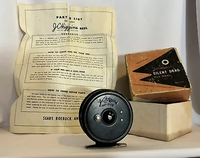 Vintage JC Higgins Silent Drag Fly Fishing Reel W/ Box. USA 311-3115 • $35