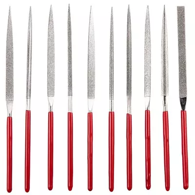£8.45 • Buy 10pc Diamond Needle File Set W/ Anti-slip PVC Handles, Ideal For Precision Work 