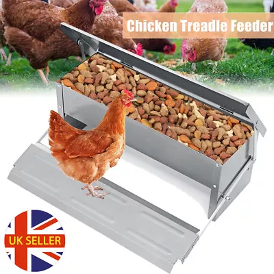 5KG Chicken Feeder Automatic Poultry Self Opening Treadle Aluminium Waterproof • £23.50