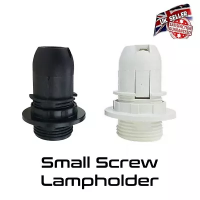 Bulb Holder Small Screw E14 SES Black / White Plastic Lampholder For Table Lamp • £4.95