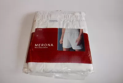 Mens MERONA WOVEN BOXER SHORTS 2 Pack 100% Cotton White Size XL 40-42 Underwear • $19.99