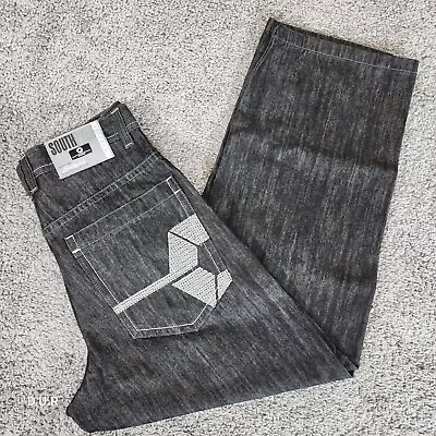 Vintage SOUTHPOLE Jeans Mens 32X30 Black Wash Loose Baggy Fit Skater Hip Hop Y2K • $38.98