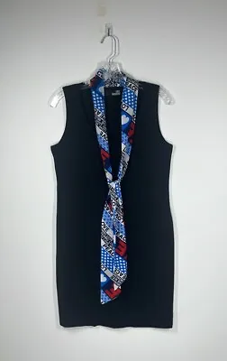 LOVE MOCHINO Black Tank Top Cotton Blend Dress With Silk Logo Ties Size 6 NST • $80