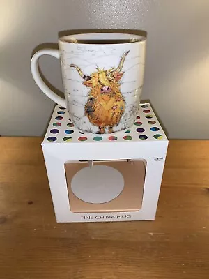 Farmyard Highland Cow Mug  1/2 Pint VGC 2023 Bug Art 3.25 In’s Boxed • £9.99