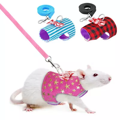 Guinea Pig Harness Leash Adjustable Rabbit Ferret Squirrel Hamster Lead Rope New • £3.78