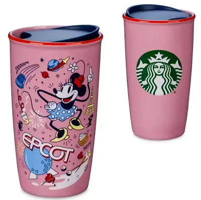 Disney Parks Epcot Minnie Mouse BOXED Ceramic Starbucks Travel Tumbler New • $21.95