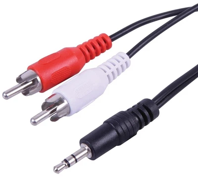 3.5mm Jack To 2 X RCA Cable AUX Twin Phono Headphone Mini Stereo Audio Lead Lot • £2.49