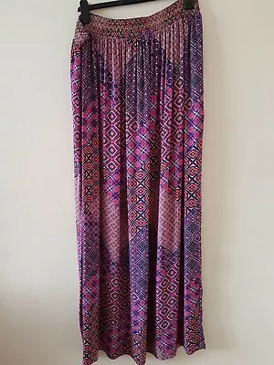 NEXT Women Orange Geo Print Maxi Long Skirt Multicoloured Holiday Size 14T • $28.70