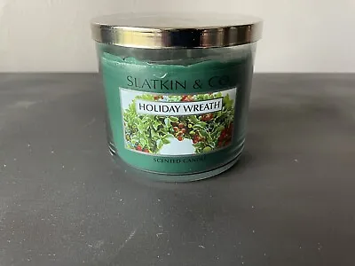 Slatkin & Co HOLIDAY WREATH 3 Wick Candle 14.5 Ounce Green • $15