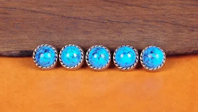 10pcs 10mm Turquoise Vintage Sliver Floral Rope Leather Craft Western Conchos • $8.50