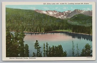 $2.81 • Buy Denver Mt Parks Colorado~Air View Echo Lake Toward Mt Evans~Vintage Postcard