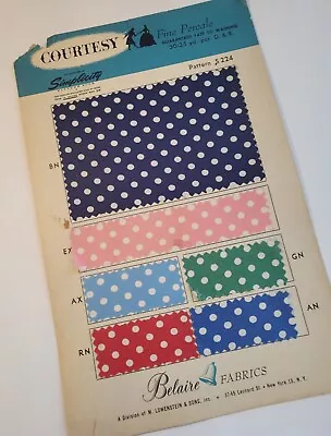 Vintage Fabric Sample Card Salesman Swatch Courtesy Belaire Fabrics Polka Dot • $14.99