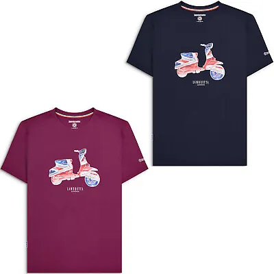 Lambretta Mens Scooter Flag Short Sleeve Crew Neck Cotton T-Shirt Top Tee • £14.95