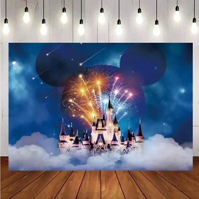 Mickey Mouse Backdrop Boys Birthday Party Dream Castle Photo Background Banner • $45.90