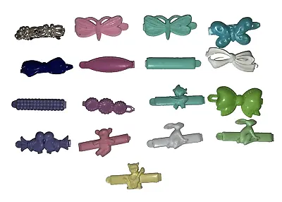 Vintage Goody Snap Tight Barrettes Lot Of 17 Pieces Hair Clips Bows Pastels • $12.99