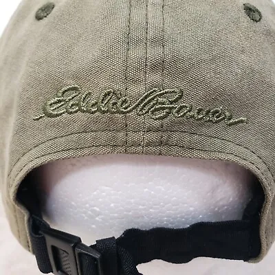 Eddie Bauer Hat Cap Green Adjustable Snap Embroidered Canvas Outdoor Wilderness • $13.98