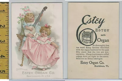 Victorian Card 1890's Estey Organ Brattleboro VT Children Music • $7.99