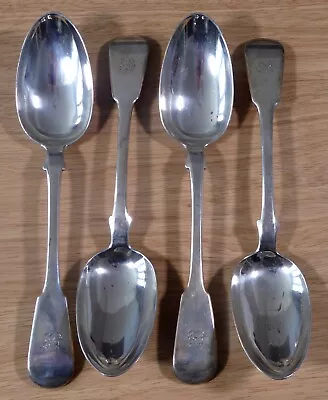 GB - KING GEORGE IV - 1826 EDINBURGH ANTIQUE STERLING SILVER SERVING SPOONS X4 • £199