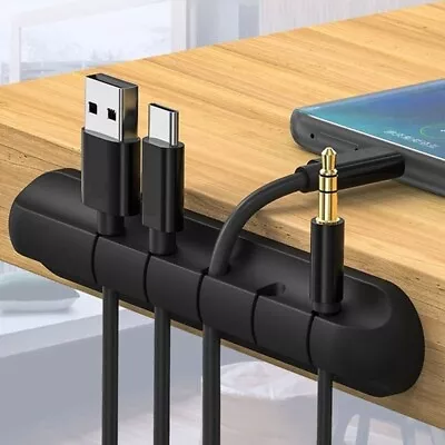 CABLE Holder MANAGEMENT Clips Ties Charger Wire Tidy Lead Desk USB Organizer 3 • £2.99