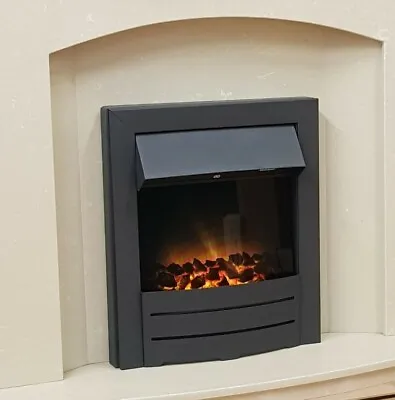 Electric Fire Black Fireplace Inset Led Electric Heater Flame Flicker Coal  Bnib • £165.45