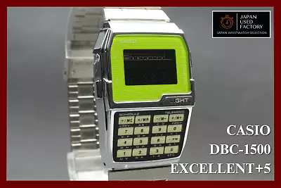 [EXC+5] Vintage CASIO DBC-1500 Green Calculator Data Bank Men's Digital Watch • £116.44