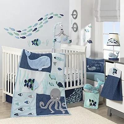 $231.78 • Buy  Oceania 6-Piece Baby Crib Bedding Set - Blue Ocean, Nautical, Aquatic, Whale, 
