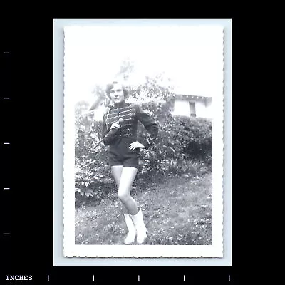 Vintage Photo WOMAN IN YARD MAJORETTE • $25.50