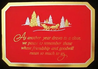 $1.29 • Buy Vintage Christmas Greeting Card Gilded, Embossed Horse Drawn Sleigh 