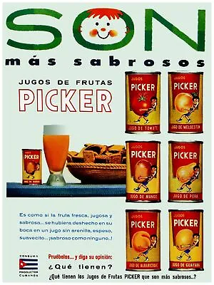4331.jugos De Frutas Picker.cuban Fruit Cans.ad.POSTER.decor Home Office Art • $60