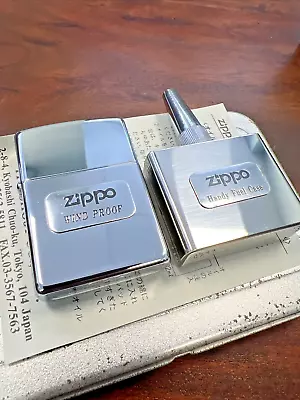 Zippo Windproof Lighter Set Handy Fuel Case High Polish Chrome 1992 NEW • £36